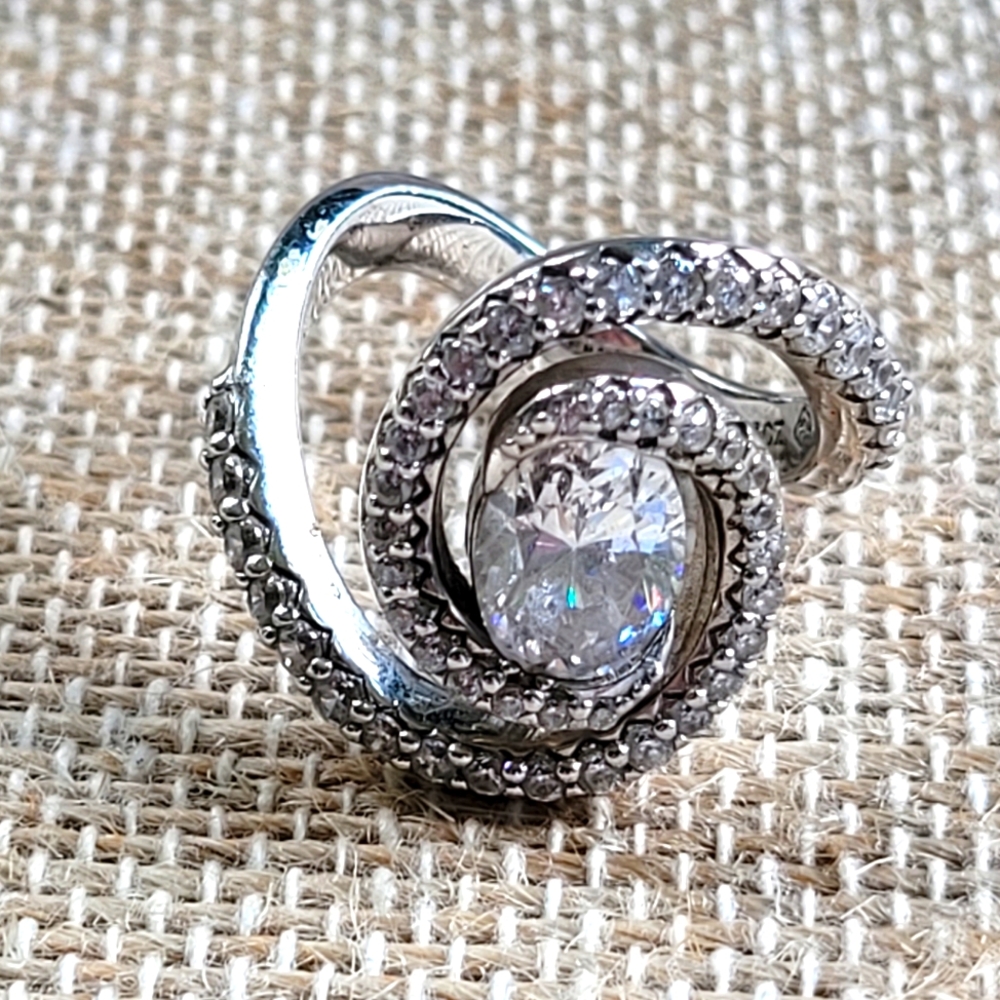 JOSE HESS | Sterling Silver Swirl CZ Ring, Sz 5